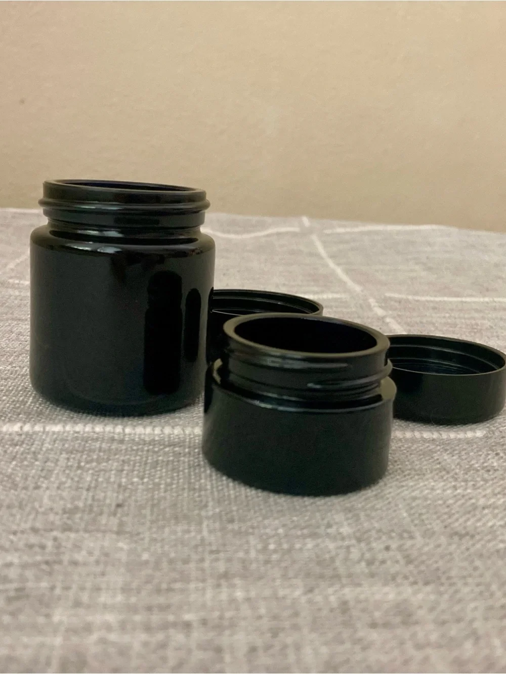 Dark Blue UV Protection Glass Kitchen or Cosmetic Infinity Jars - Set of 2